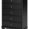 Lanolee - Black - Five Drawer Chest - Image 3