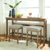 Lindon - Stool With Grey Upholstered Seat - Belgian Wheat - Image 3