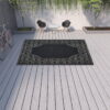 9' X 13' Stain Resistant Indoor / Outdoor Area Rug - Black / Ivory - Image 4