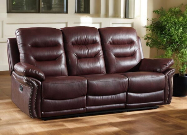 Faux Leather Sofa With Black Legs - Burgundy