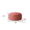 Polyester Round Pouf Ottoman - Coral - Image 2