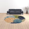 10' Round Floral Power Loom Area Rug - Blue / Green - Image 4