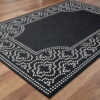 9' X 13' Stain Resistant Indoor / Outdoor Area Rug - Black / Ivory - Image 2