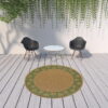 8' X 8' Round Stain Resistant Outdoor & Indoor Area Rug - Beige - Image 3