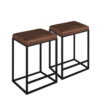 Faux Leather And Metal Backless Counter Height Bar Chairs (Set of 2) - Brown / Black - Image 4