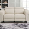 Italian Leather Power Reclining Loveseat - Beige / Silver - Image 4