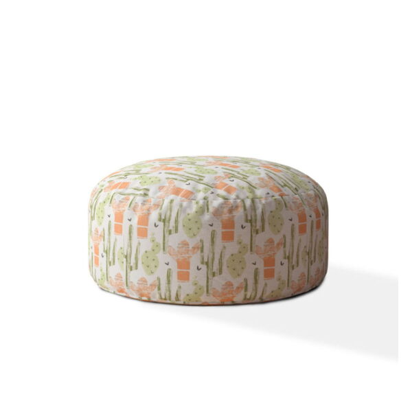 Cotton Round Cactus Pouf Cover - Orange