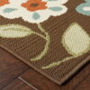 7' X 10' Floral Stain Resistant Outdoor / Indoor Area Rug - Brown / Ivory - Image 4