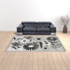 9' X 12' Floral Stain Resistant Non Skid Area Rug - Black / White - Image 4