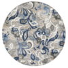 8’ Round Jacobean Floral Indoor / Outdoor Area Rug - Gray Blue - Image 4