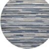 8’ Round Abstract Striped Indoor / Outdoor Area Rug - Blue - Image 3