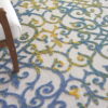 7' X 10' Floral Outdoor / Indoor Area Rug - Ivory / Blue - Image 4