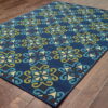 7' X 10' Floral Stain Resistant Indoor / Outdoor Area Rug - Blue / Green - Image 4