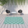 7' X 10' Geometric Stain Resistant Outdoor & Indoor Area Rug - Blue / Green - Image 3