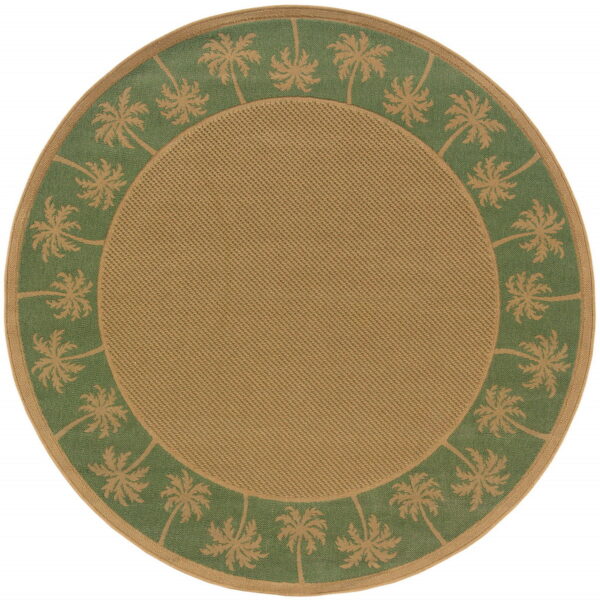 8' X 8' Round Stain Resistant Outdoor & Indoor Area Rug - Beige