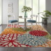 7' X 10' Floral Indoor / Outdoor Area Rug - Green / Ivory - Image 2