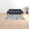 7' X 10' Floral Stain Resistant Non Skid Area Rug - Blue / Gray - Image 2