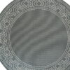 8' X 8' Round Stain Resistant Indoor / Outdoor Area Rug - Gray / Ivory - Image 3