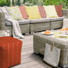 Cube Striped Indoor Outdoor Pouf Cover - Orange - Image 4