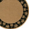 8' X 8' Round Stain Resistant Indoor / Outdoor Area Rug - Beige / Black - Image 2