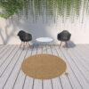 8' X 8' Round Stain Resistant Indoor / Outdoor Area Rug - Beige / Black - Image 3