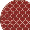 8' X 8' Round Indoor / Outdoor Area Rug - Red / Ivory - Image 4