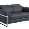 Italian Leather Power Reclining Loveseat - Gray / Silver - Image 4