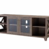 Particle Board And Glass Cabinet Enclosed Storage TV Stand - Brown - Image 4