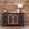 Cabinet Enclosed Storage Distressed TV Stand - Black - Image 2