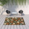 7' X 10' Floral Stain Resistant Outdoor / Indoor Area Rug - Brown / Ivory - Image 3