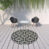 8' X 8' Round Geometric Stain Resistant Indoor / Outdoor Area Rug - Black / Gray - Image 4