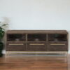 Reclaimed Pine And Plywood Open Shelving TV Stand - Deep Taupe - Image 4