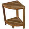 Corner Shower Bench With Shelf - Brown Teak - Image 3