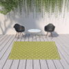 7' X 10' Geometric Stain Resistant Indoor & Outdoor Area Rug - Green / Ivory - Image 4