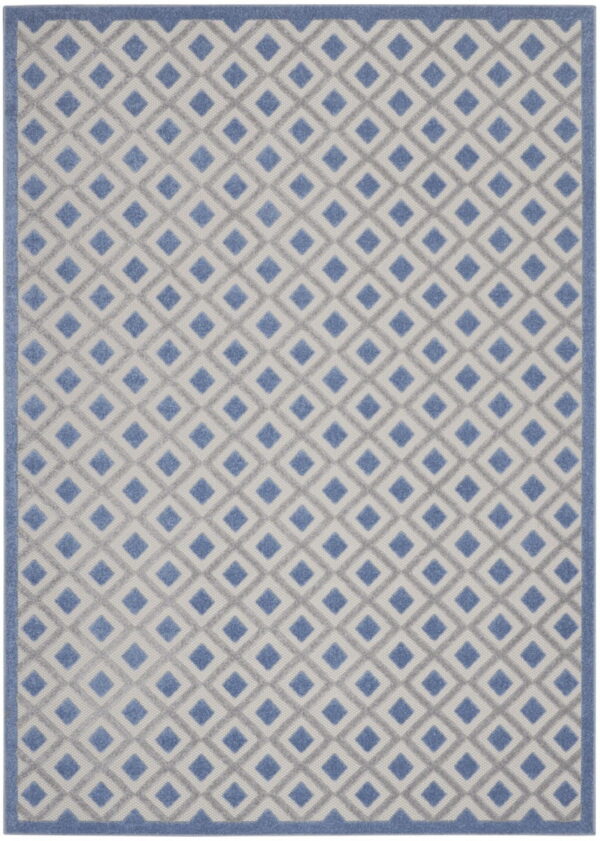 7' X 10' Geometric Indoor / Outdoor Area Rug - Blue / Gray