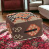 Cotton Blend Ottoman - Brown - Image 4