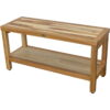 Large Rectangular Teak Bench With Shelf - Natural - Image 3