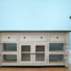 Solid Wood Open Shelving Distressed TV Stand - Ivory - Image 2