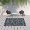 7' X 10' Geometric Stain Resistant Indoor & Outdoor Area Rug - Blue / Ivory - Image 4