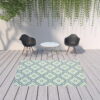 7' X 10' Geometric Stain Resistant Area Rug Indoor / Outdoor - Blue / Ivory - Image 4