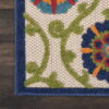 7' X 10' Floral Indoor / Outdoor Area Rug - Ivory / Blue - Image 3