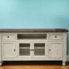 Open Shelving Distressed TV Stand - Ivory - Image 4