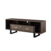 Manufactured Wood Cabinet Enclosed Storage TV Stand - Walnut Oak / Black - Image 4