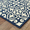 7' X 10' Geometric Stain Resistant Outdoor / Indoor Area Rug - Ivory / Blue - Image 4