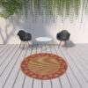 8' X 8' Round Stain Resistant Outdoor / Indoor Area Rug - Beige - Image 2