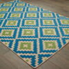 7' X 10' Geometric Stain Resistant Indoor / Outdoor Area Rug - Blue / Beige - Image 2