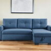 Polyester Blend Convertible Futon Sleeper Sofa With Black Legs - Blue - Image 3