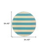 8' X 8' Round Geometric Stain Resistant Indoor / Outdoor Area Rug - Blue / Ivory - Image 2