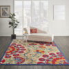 7' X 10' Floral Indoor / Outdoor Area Rug - Red / Ivory - Image 2