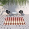 7' X 10' Geometric Stain Resistant Indoor / Outdoor Area Rug - Red / Ivory - Image 2